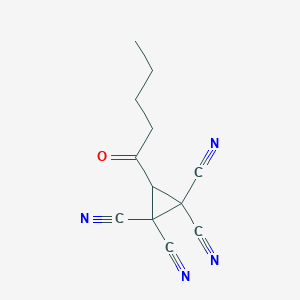 molecular formula C12H10N4O B14944376 3-Pentanoylcyclopropane-1,1,2,2-tetracarbonitrile 