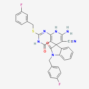 7'-Amino-1-(4-fluorobenzyl)-2'-[(3-fluorobenzyl)thio]-2,4'-dioxo-1,2,4',8'-tetrahydro-3'H-spiro[indole-3,5'-pyrido[2,3-D]pyrimidine]-6'-carbonitrile