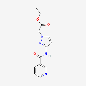 molecular formula C13H14N4O3 B14944384 1H-Pyrazole-1-acetic acid, 3-[(3-pyridinylcarbonyl)amino]-, ethyl ester 