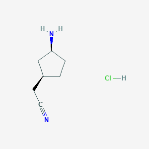molecular formula C7H13ClN2 B1494441 Rac-2-[(1R,3S)-3-aminocyclopentyl]acetonitrile hydrochloride 