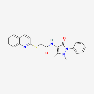 molecular formula C22H20N4O2S B14944483 N-(1,5-dimethyl-3-oxo-2-phenyl-2,3-dihydro-1H-pyrazol-4-yl)-2-(quinolin-2-ylsulfanyl)acetamide 