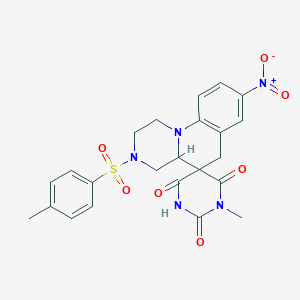 1'-methyl-3-[(4-methylphenyl)sulfonyl]-8-nitro-2,3,4,4a-tetrahydro-1H,2'H,6H-spiro[pyrazino[1,2-a]quinoline-5,5'-pyrimidine]-2',4',6'(1'H,3'H)-trione