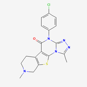 7-(4-chlorophenyl)-3,13-dimethyl-16-thia-2,4,5,7,13-pentazatetracyclo[7.7.0.02,6.010,15]hexadeca-1(9),3,5,10(15)-tetraen-8-one