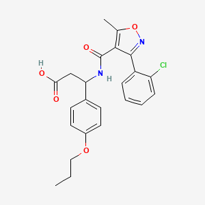 molecular formula C23H23ClN2O5 B14944637 3-({[3-(2-Chlorophenyl)-5-methyl-1,2-oxazol-4-yl]carbonyl}amino)-3-(4-propoxyphenyl)propanoic acid 