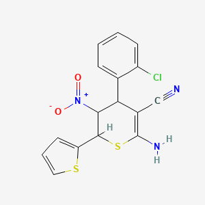 6-amino-4-(2-chlorophenyl)-3-nitro-2-(thiophen-2-yl)-3,4-dihydro-2H-thiopyran-5-carbonitrile