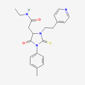 N-ethyl-2-{1-(4-methylphenyl)-5-oxo-3-[2-(pyridin-4-yl)ethyl]-2-thioxoimidazolidin-4-yl}acetamide