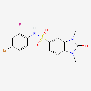 molecular formula C15H13BrFN3O3S B14944706 N-(4-bromo-2-fluorophenyl)-1,3-dimethyl-2-oxo-2,3-dihydro-1H-benzimidazole-5-sulfonamide 