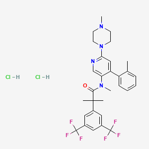 molecular formula C30H34Cl2F6N4O B1494471 Benzeneacetamide, N,alpha,alpha-trimethyl-N-[4-(2-methylphenyl)-6-(4-methyl-1-piperazinyl)-3-pyridinyl]-3,5-bis(trifluoromethyl)-, hydrochloride (1:2) CAS No. 290296-54-7