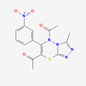 1-[5-Acetyl-3-methyl-6-(3-nitrophenyl)-[1,2,4]triazolo[3,4-b][1,3,4]thiadiazin-7-yl]ethanone