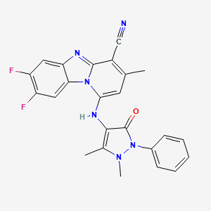 molecular formula C24H18F2N6O B14944741 1-[(1,5-dimethyl-3-oxo-2-phenyl-2,3-dihydro-1H-pyrazol-4-yl)amino]-7,8-difluoro-3-methylpyrido[1,2-a]benzimidazole-4-carbonitrile 