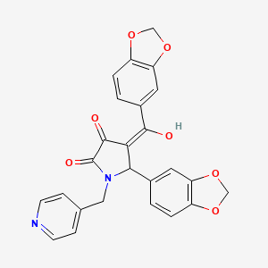 molecular formula C25H18N2O7 B14944751 5-(1,3-benzodioxol-5-yl)-4-(1,3-benzodioxol-5-ylcarbonyl)-3-hydroxy-1-(pyridin-4-ylmethyl)-1,5-dihydro-2H-pyrrol-2-one 