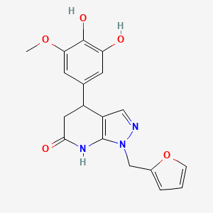 molecular formula C18H17N3O5 B14944787 4-(3,4-dihydroxy-5-methoxyphenyl)-1-(furan-2-ylmethyl)-1,4,5,7-tetrahydro-6H-pyrazolo[3,4-b]pyridin-6-one 