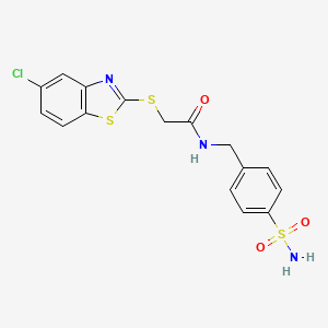 molecular formula C16H14ClN3O3S3 B14944857 2-[(5-chloro-1,3-benzothiazol-2-yl)sulfanyl]-N-(4-sulfamoylbenzyl)acetamide 