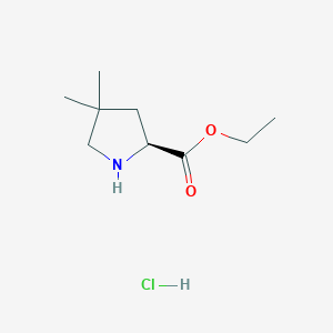 molecular formula C9H18ClNO2 B1494487 (S)-4,4-Dimethyl-pyrrolidine-2-carboxylic acid ethyl ester hydrochloride 