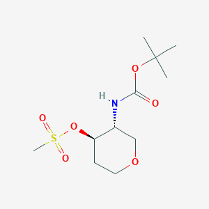 molecular formula C11H21NO6S B1494490 (3R,4R)-3-((tert-butoxycarbonyl)amino)tetrahydro-2H-pyran-4-yl methanesulfonate 