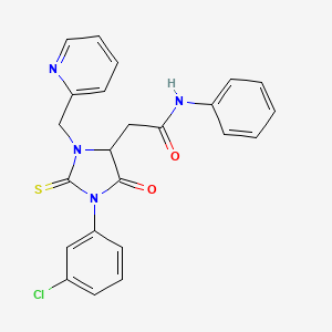 molecular formula C23H19ClN4O2S B14944916 2-[1-(3-chlorophenyl)-5-oxo-3-(pyridin-2-ylmethyl)-2-thioxoimidazolidin-4-yl]-N-phenylacetamide 