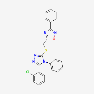 molecular formula C23H16ClN5OS B14944982 5-({[5-(2-chlorophenyl)-4-phenyl-4H-1,2,4-triazol-3-yl]sulfanyl}methyl)-3-phenyl-1,2,4-oxadiazole 