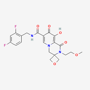 molecular formula C21H21F2N3O6 B1494503 Spiro[oxetane-3,3'(4'H)-[2H]pyrido[1,2-a]pyrazine]-7'-carboxamide, N-[(2,4-difluorophenyl)methyl]-1',8'-dihydro-9'-hydroxy-2'-(2-methoxyethyl)-1',8'-dioxo- 