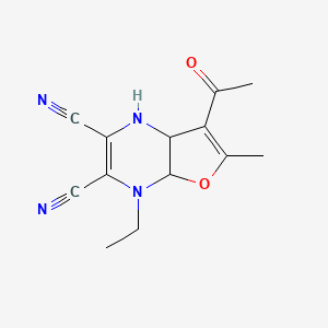 molecular formula C13H14N4O2 B14945037 7-Acetyl-4-ethyl-6-methyl-1,4,4a,7a-tetrahydrofuro[2,3-b]pyrazine-2,3-dicarbonitrile 