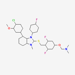 molecular formula C31H53ClF3N3O2S B1494506 1-[4-[[4-(4-Chloro-3-methoxycyclohexyl)-3-(4-fluorocyclohexyl)-1-methyl-3a,4,5,6,7,7a-hexahydro-2H-benzimidazol-2-yl]sulfanylmethyl]-3,5-difluorocyclohexyl]oxy-N,N-dimethylmethanamine 