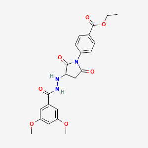 Ethyl 4-(3-{2-[(3,5-dimethoxyphenyl)carbonyl]hydrazinyl}-2,5-dioxopyrrolidin-1-yl)benzoate