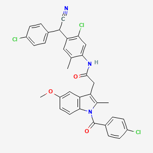 molecular formula C34H26Cl3N3O3 B14945144 N-{5-chloro-4-[(4-chlorophenyl)(cyano)methyl]-2-methylphenyl}-2-{1-[(4-chlorophenyl)carbonyl]-5-methoxy-2-methyl-1H-indol-3-yl}acetamide 