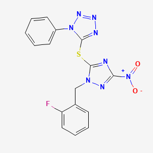 5-{[1-(2-fluorobenzyl)-3-nitro-1H-1,2,4-triazol-5-yl]sulfanyl}-1-phenyl-1H-tetrazole