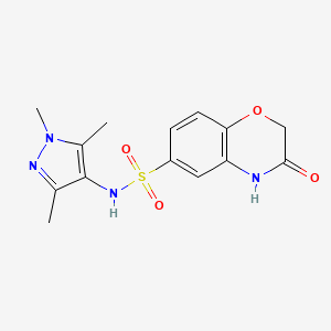 molecular formula C14H16N4O4S B14945176 3-oxo-N-(1,3,5-trimethyl-1H-pyrazol-4-yl)-3,4-dihydro-2H-1,4-benzoxazine-6-sulfonamide 