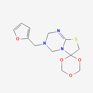 molecular formula C12H15N3O4S B14945237 3-(furan-2-ylmethyl)-3,4-dihydro-2H-spiro[1,3-thiazolo[3,2-a][1,3,5]triazine-6,2'-[1,3,5]trioxane] 