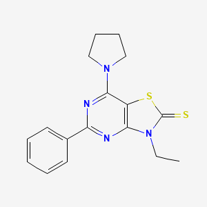 molecular formula C17H18N4S2 B14945256 3-ethyl-5-phenyl-7-pyrrolidin-1-yl[1,3]thiazolo[4,5-d]pyrimidine-2(3H)-thione 