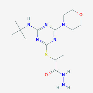 molecular formula C14H25N7O2S B14945296 2-{[4-(Tert-butylamino)-6-(morpholin-4-yl)-1,3,5-triazin-2-yl]sulfanyl}propanehydrazide 