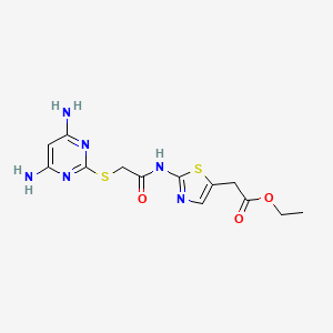 Ethyl [2-({[(4,6-diaminopyrimidin-2-yl)sulfanyl]acetyl}amino)-1,3-thiazol-5-yl]acetate