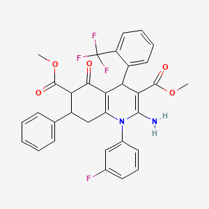 Dimethyl 2-amino-1-(3-fluorophenyl)-5-oxo-7-phenyl-4-[2-(trifluoromethyl)phenyl]-1,4,5,6,7,8-hexahydroquinoline-3,6-dicarboxylate