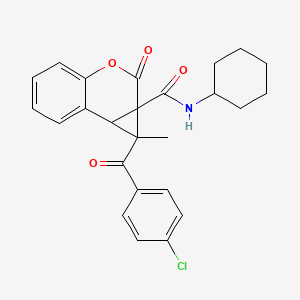 molecular formula C25H24ClNO4 B14945401 1-[(4-chlorophenyl)carbonyl]-N-cyclohexyl-1-methyl-2-oxo-1,7b-dihydrocyclopropa[c]chromene-1a(2H)-carboxamide 