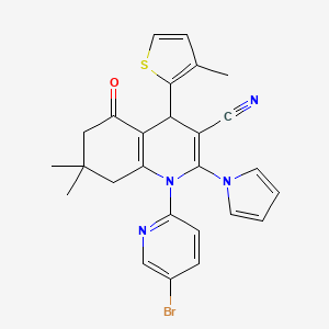 molecular formula C26H23BrN4OS B14945432 1-(5-bromopyridin-2-yl)-7,7-dimethyl-4-(3-methylthiophen-2-yl)-5-oxo-2-(1H-pyrrol-1-yl)-1,4,5,6,7,8-hexahydroquinoline-3-carbonitrile 