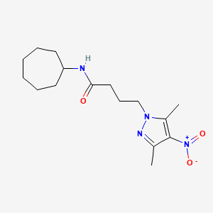 molecular formula C16H26N4O3 B14945463 N-cycloheptyl-4-(3,5-dimethyl-4-nitro-1H-pyrazol-1-yl)butanamide 