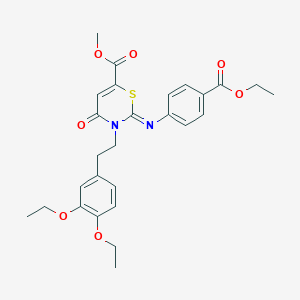 methyl (2Z)-3-[2-(3,4-diethoxyphenyl)ethyl]-2-{[4-(ethoxycarbonyl)phenyl]imino}-4-oxo-3,4-dihydro-2H-1,3-thiazine-6-carboxylate