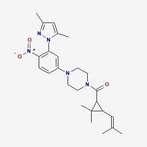 [2,2-dimethyl-3-(2-methylprop-1-en-1-yl)cyclopropyl]{4-[3-(3,5-dimethyl-1H-pyrazol-1-yl)-4-nitrophenyl]piperazin-1-yl}methanone