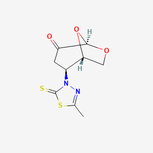 molecular formula C9H10N2O3S2 B14945515 (1S,2S,5R)-2-(5-methyl-2-thioxo-1,3,4-thiadiazol-3(2H)-yl)-6,8-dioxabicyclo[3.2.1]octan-4-one (non-preferred name) 