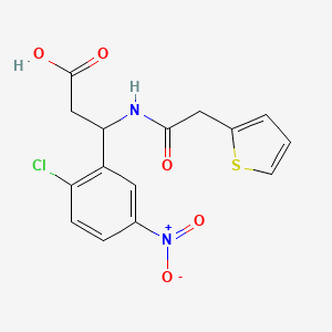 molecular formula C15H13ClN2O5S B14945566 3-(2-Chloro-5-nitrophenyl)-3-[(thiophen-2-ylacetyl)amino]propanoic acid 