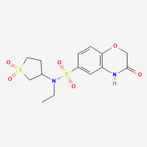 molecular formula C14H18N2O6S2 B14945658 N-(1,1-dioxidotetrahydrothiophen-3-yl)-N-ethyl-3-oxo-3,4-dihydro-2H-1,4-benzoxazine-6-sulfonamide 