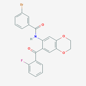 3-bromo-N-[7-(2-fluorobenzoyl)-2,3-dihydro-1,4-benzodioxin-6-yl]benzamide