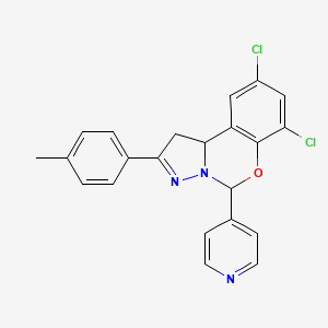 molecular formula C22H17Cl2N3O B14945738 7,9-Dichloro-2-(4-methylphenyl)-5-(pyridin-4-yl)-1,10b-dihydropyrazolo[1,5-c][1,3]benzoxazine 