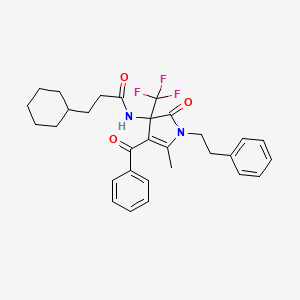 3-cyclohexyl-N-[5-methyl-2-oxo-4-(phenylcarbonyl)-1-(2-phenylethyl)-3-(trifluoromethyl)-2,3-dihydro-1H-pyrrol-3-yl]propanamide