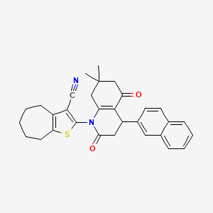 2-[7,7-dimethyl-4-(naphthalen-2-yl)-2,5-dioxo-3,4,5,6,7,8-hexahydroquinolin-1(2H)-yl]-5,6,7,8-tetrahydro-4H-cyclohepta[b]thiophene-3-carbonitrile