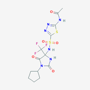 N-(5-{[1-cyclopentyl-2,5-dioxo-4-(trifluoromethyl)imidazolidin-4-yl]sulfamoyl}-1,3,4-thiadiazol-2-yl)acetamide