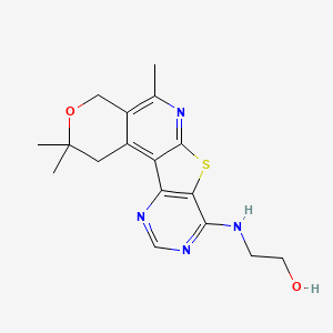 molecular formula C17H20N4O2S B14945882 2-[(4,4,8-trimethyl-5-oxa-11-thia-9,14,16-triazatetracyclo[8.7.0.02,7.012,17]heptadeca-1,7,9,12(17),13,15-hexaen-13-yl)amino]ethanol 