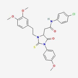 N-(4-chlorophenyl)-2-{3-[2-(3,4-dimethoxyphenyl)ethyl]-1-(4-methoxyphenyl)-5-oxo-2-thioxoimidazolidin-4-yl}acetamide