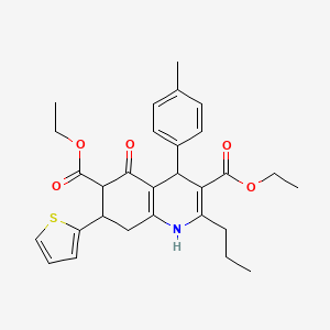 Diethyl 4-(4-methylphenyl)-5-oxo-2-propyl-7-(thiophen-2-yl)-1,4,5,6,7,8-hexahydroquinoline-3,6-dicarboxylate