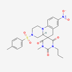 molecular formula C26H29N5O7S B14945921 1'-methyl-3-[(4-methylphenyl)sulfonyl]-8-nitro-3'-propyl-2,3,4,4a-tetrahydro-1H,2'H,6H-spiro[pyrazino[1,2-a]quinoline-5,5'-pyrimidine]-2',4',6'(1'H,3'H)-trione 